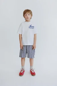 STRAIGHT STRIPED LABEL SHORTS