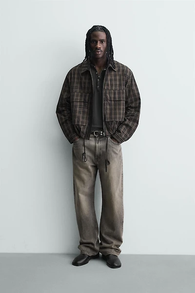 BLOUSON COURT À CARREAUX