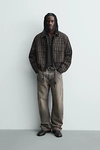 BLOUSON COURT À CARREAUX
