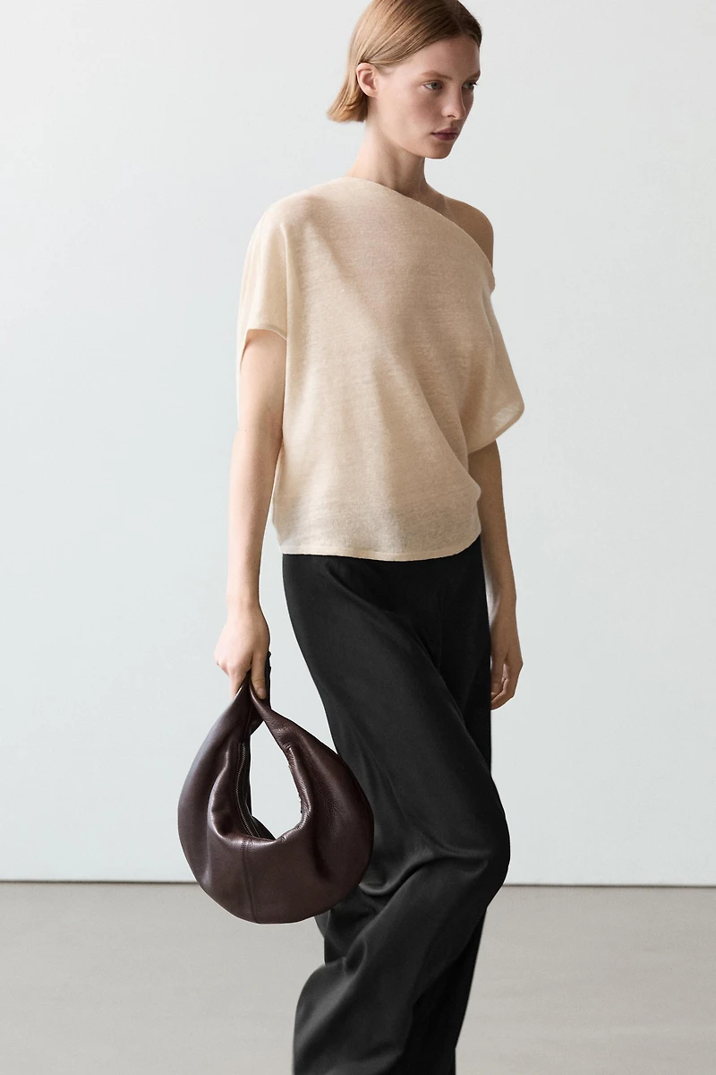 Cape cropped asymétrique en lin mélangé