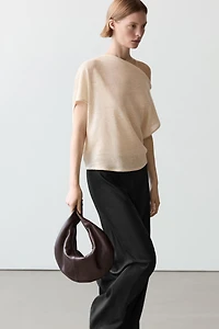 Cape cropped asymétrique en lin mélangé