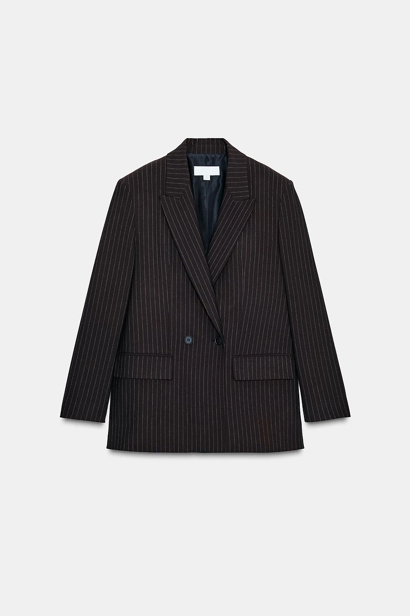 OVERSIZED PINSTRIPE DOUBLE BREASTED BLAZER