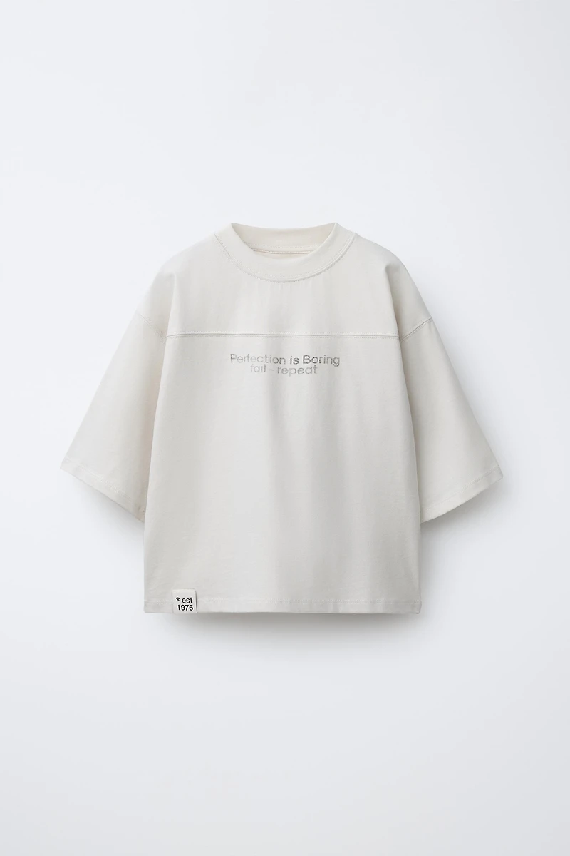 WASHED EFFECT TEXT T-SHIRT