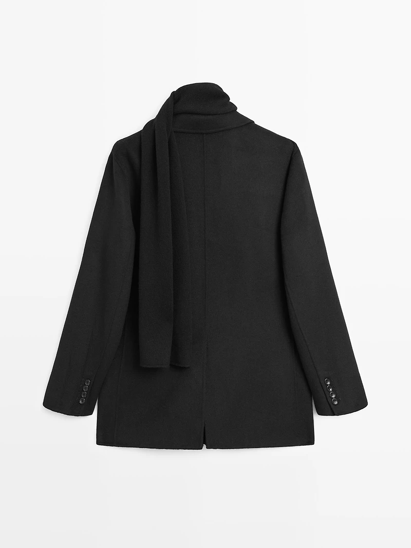 Wool blend blazer with scarf