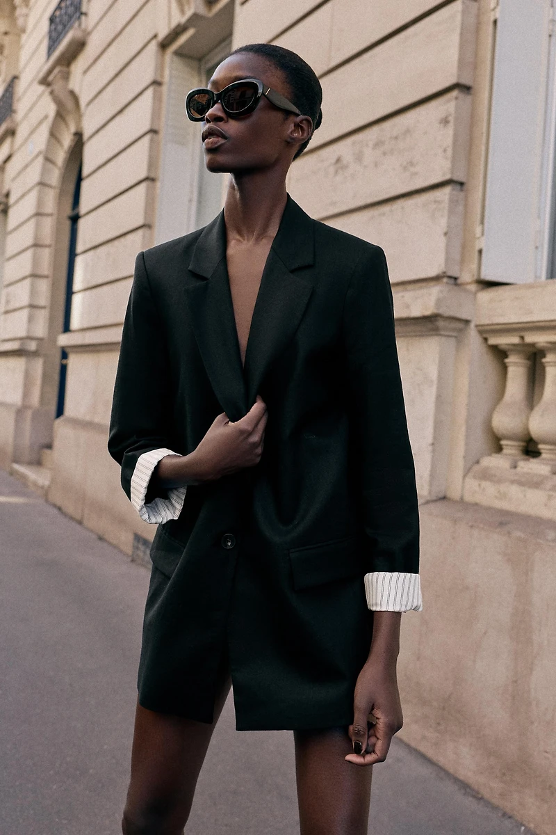 LINEN BLAZER WITH ROLLED SLEEVES