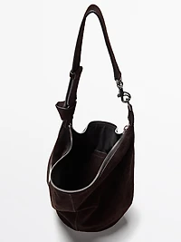 Sac seau en croûte de cuir