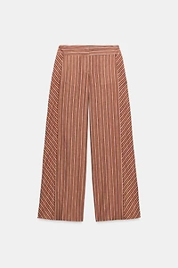PANTALON LARGE À RAYURES ET FIL MÉTALLISÉ