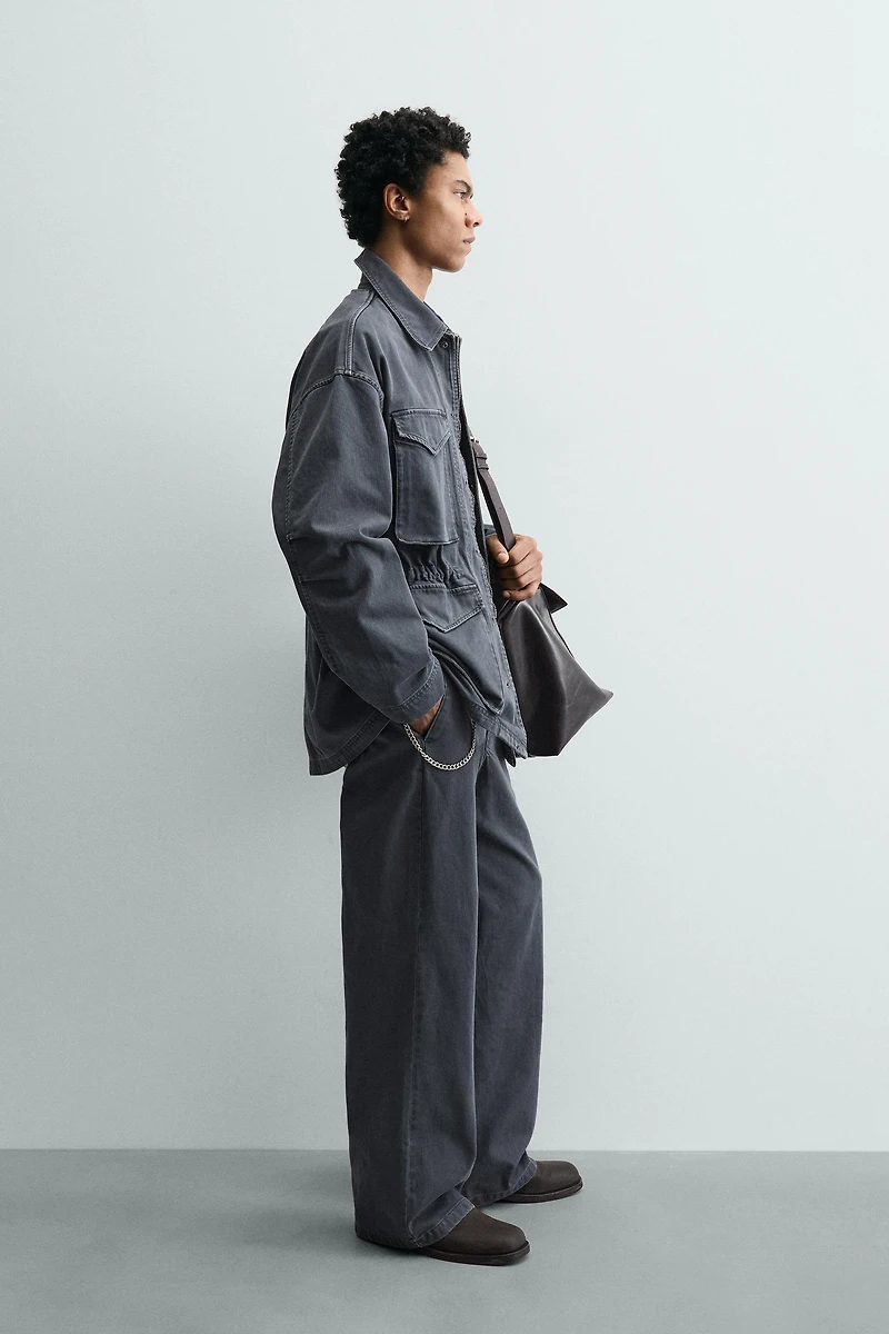 PANTALON STRUCTURÉ EN COTON LAVÉ