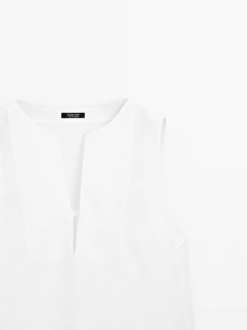 100% linen blouse with seam details