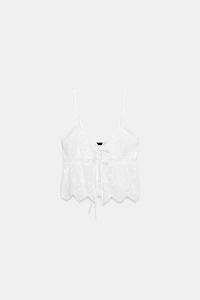 EMBROIDERED TIE-FRONT CAMISOLE