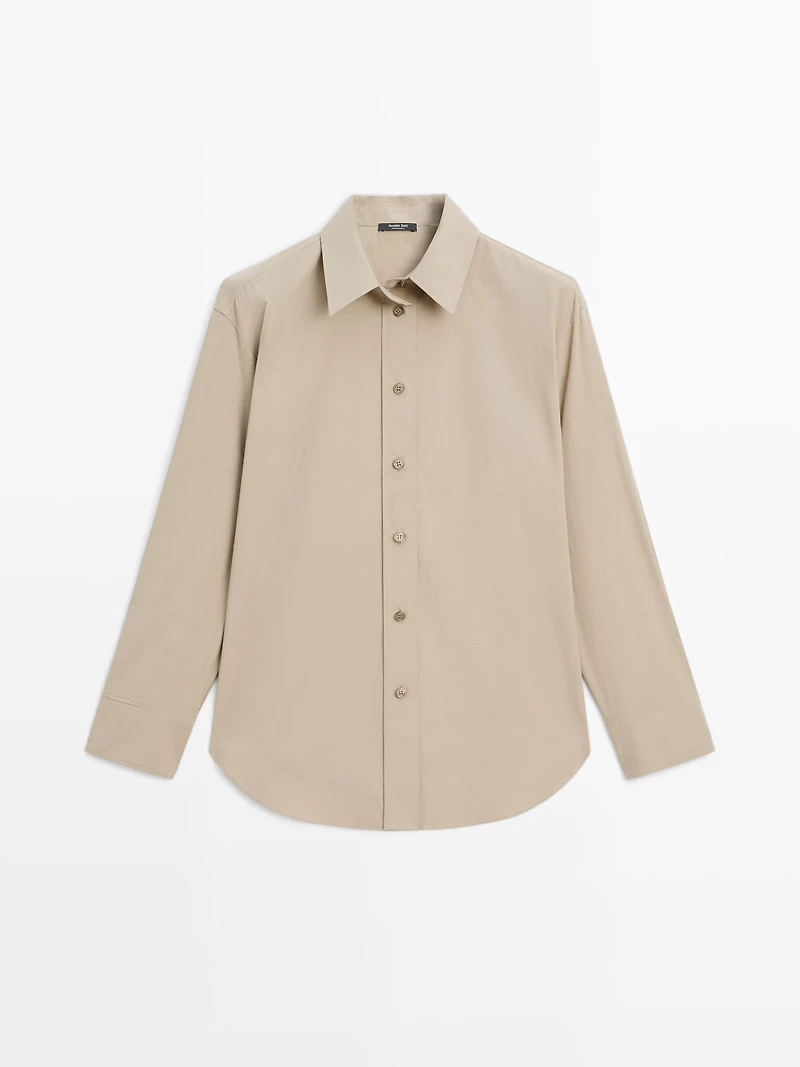 Long 100% cotton poplin shirt