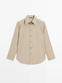 Long 100% cotton poplin shirt