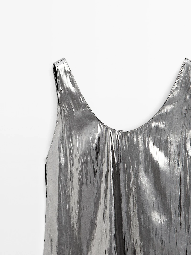 Flowing metallic strappy top