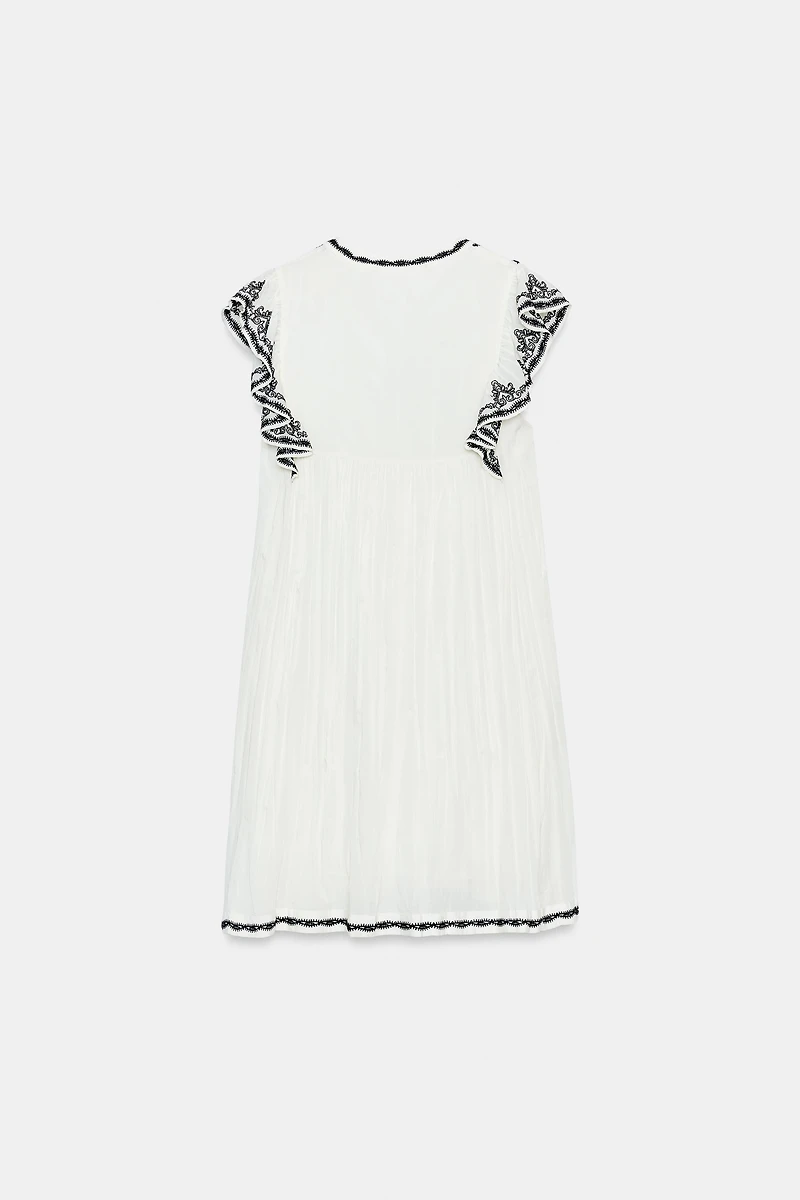 ZW COLLECTION CONTRAST EMBROIDERED DRESS