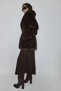 FAUX FUR COAT WITH BELT