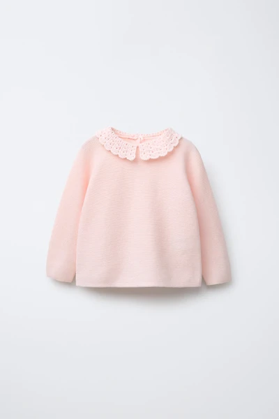 CROCHET KNIT COLLAR SWEATER
