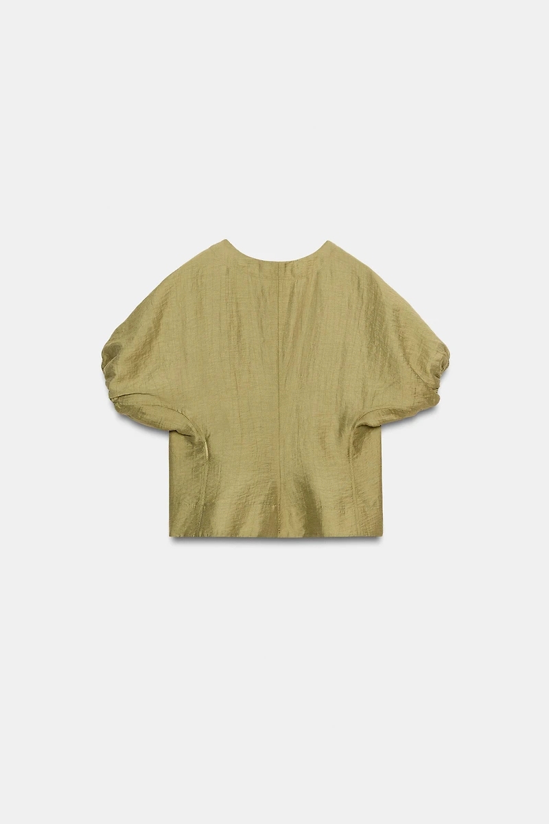 LINEN PUFF SLEEVE TOP