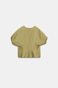 LINEN PUFF SLEEVE TOP