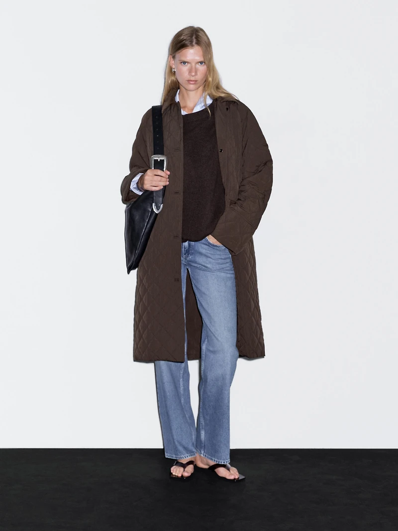 Long coat with corduroy detail