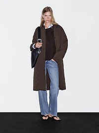 Long coat with corduroy detail