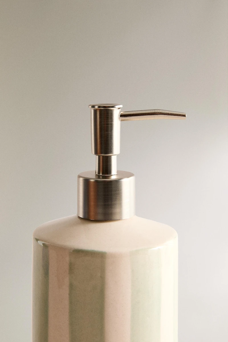 STRIPED CERAMIC SOAP DISPENSER
