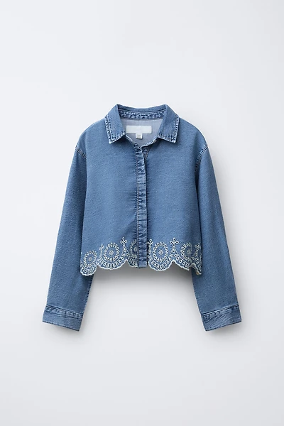 SCHIFFLY HEM DENIM SHIRT