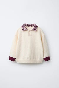 KNIT RIB COLLAR POLO SHIRT