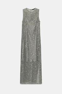 ROBE MI-LONGUE EN RÉSILLE À PAILLETTES