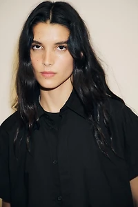 POPLIN CROP SHIRT