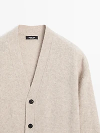 Wool blend V-neck knit cardigan