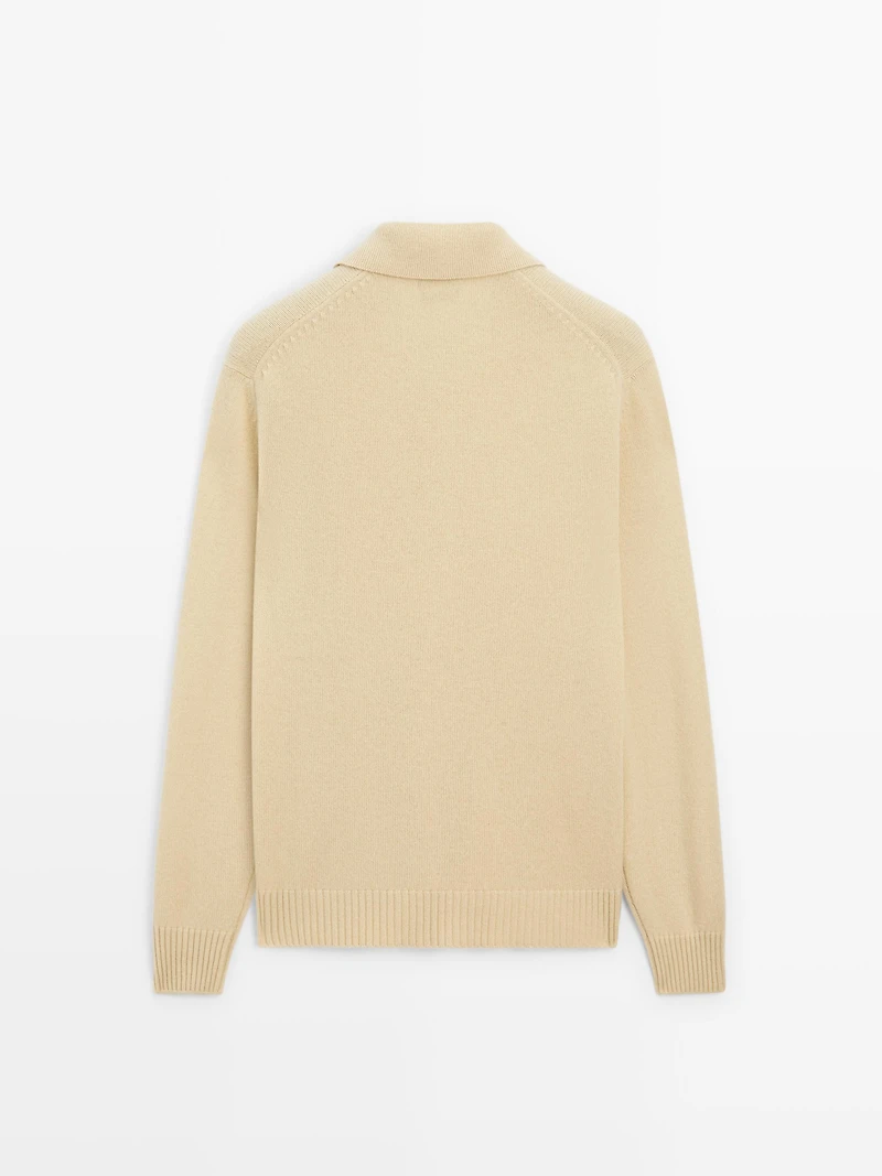 100% wool knit polo sweater