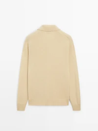 100% wool knit polo sweater