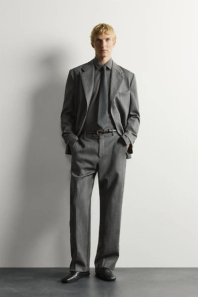 100% WOOL RELAXED FIT SUIT PANTS