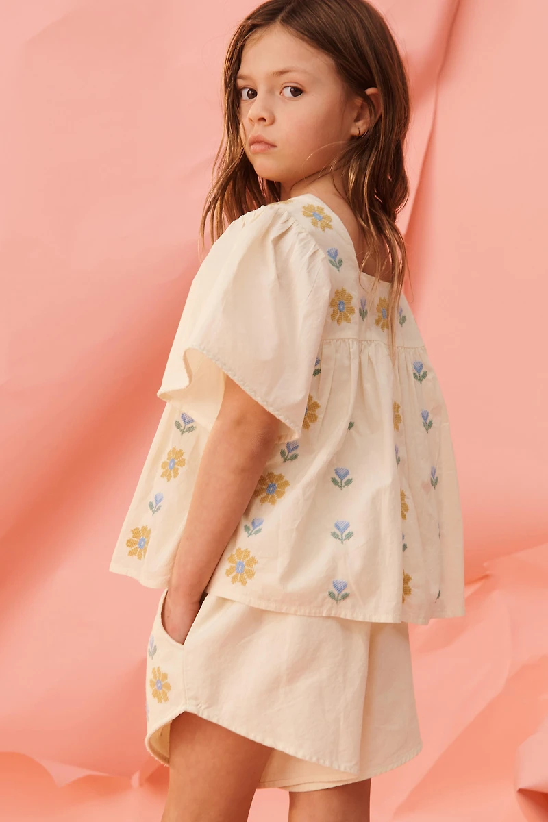 CROSS-STITCH EMBROIDERED FLORAL SHORTS LIMITED EDITION