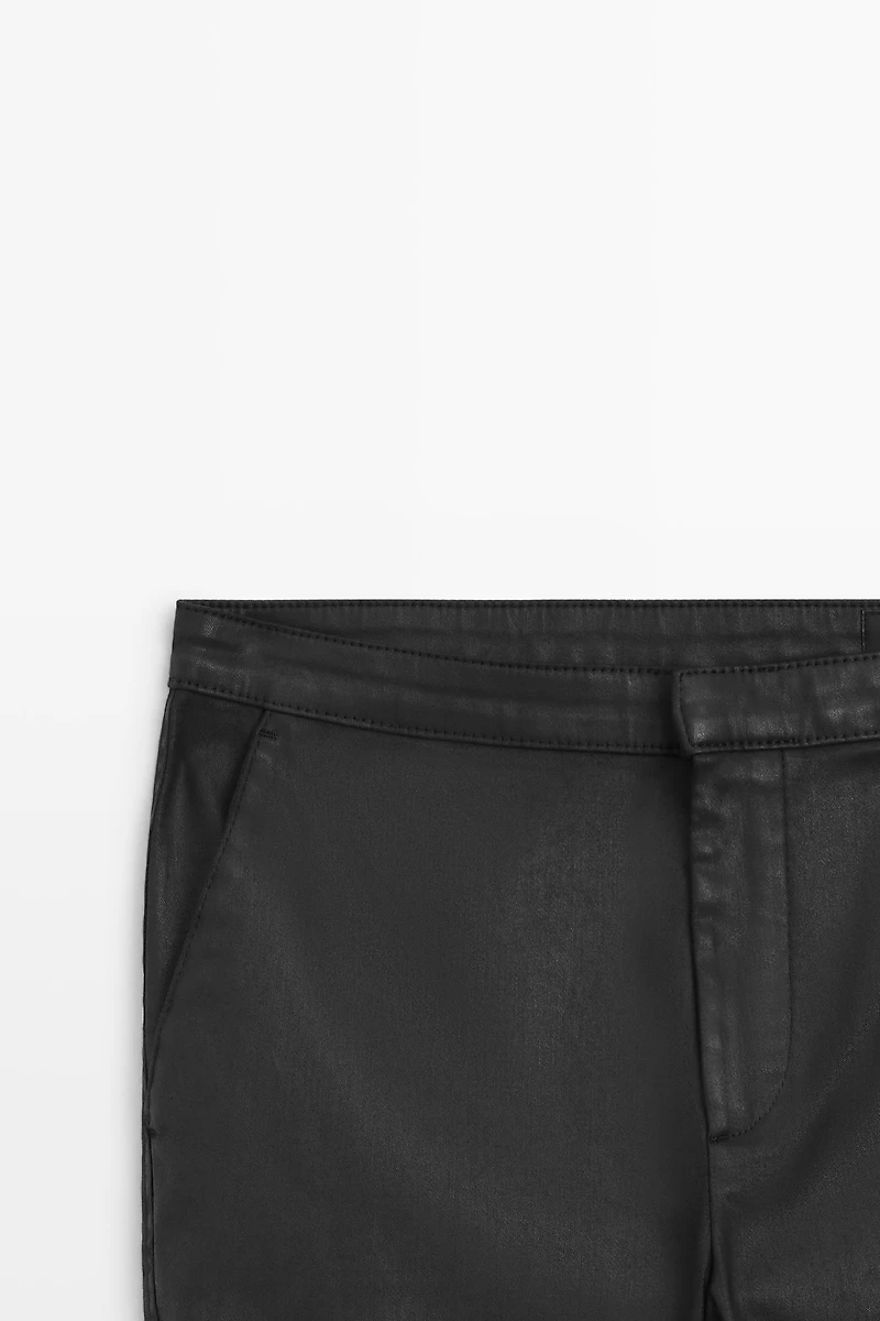 Rubberised cropped flare pants