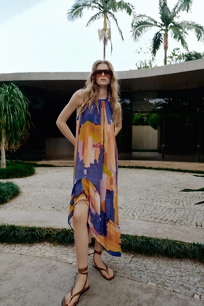 ROBE IMPRIMÉE BAS ASYMÉTRIQUE