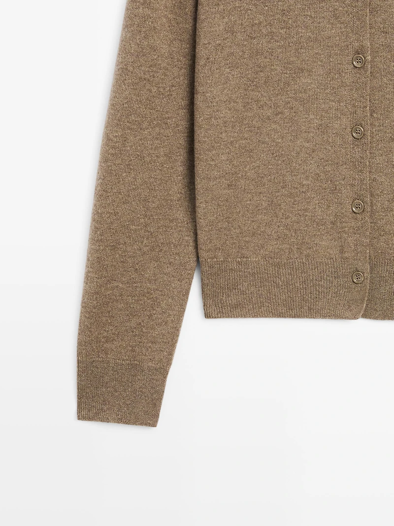 Cardigan à col montant 100 % laine
