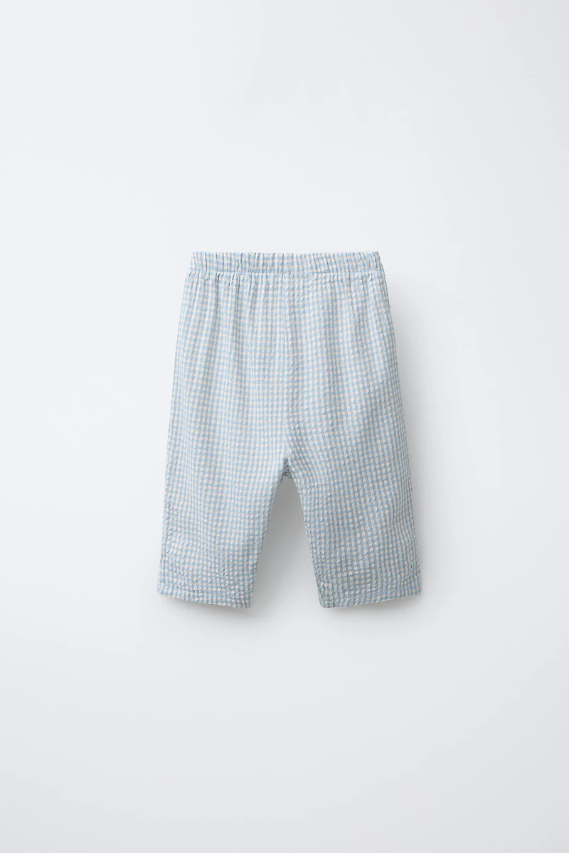 PLAID TEXTURED PANTS