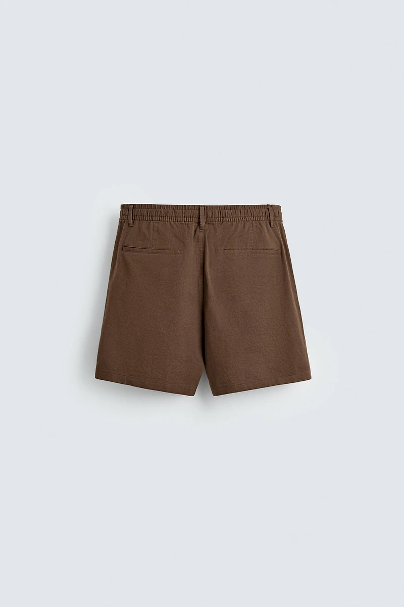 COTTON-LINEN RELAXED FIT SHORTS