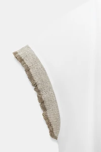 METALLIC THREAD RUFFLE T-SHIRT