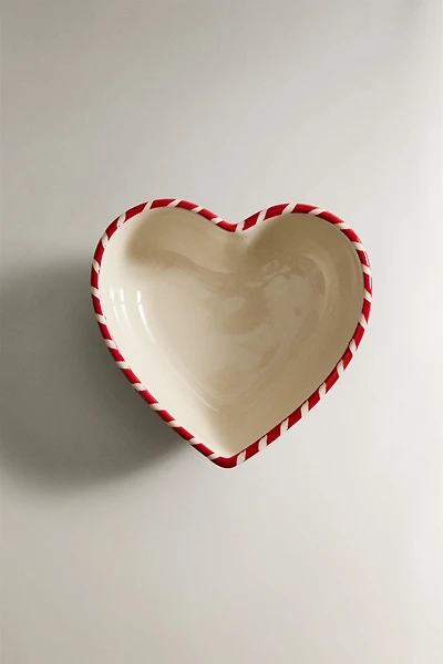 HEART STRIPED CHRISTMAS STONEWARE BOWL
