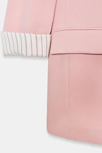 ROLL-UP SLEEVE PRINTED CUFF BLAZER
