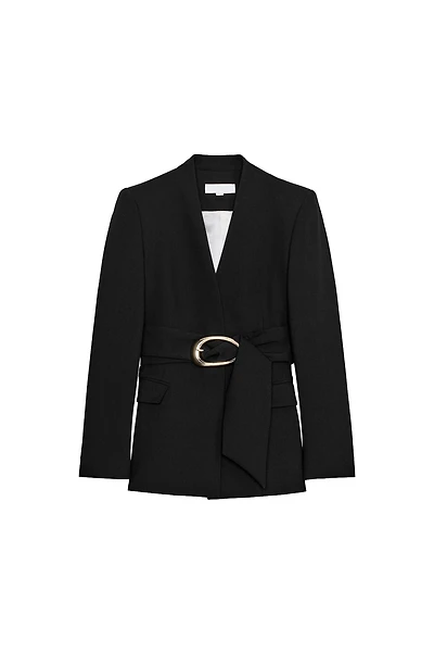GOLD BUCKLE BELTED BLAZER SET