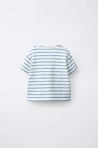 T-SHIRT RAYURES BRODERIE MANDARINE