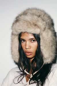 FAUX FUR AVIATOR HAT