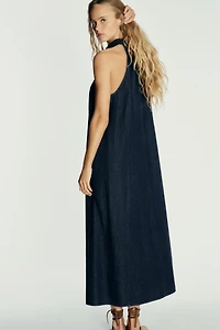 TRF HALTER DENIM DRESS