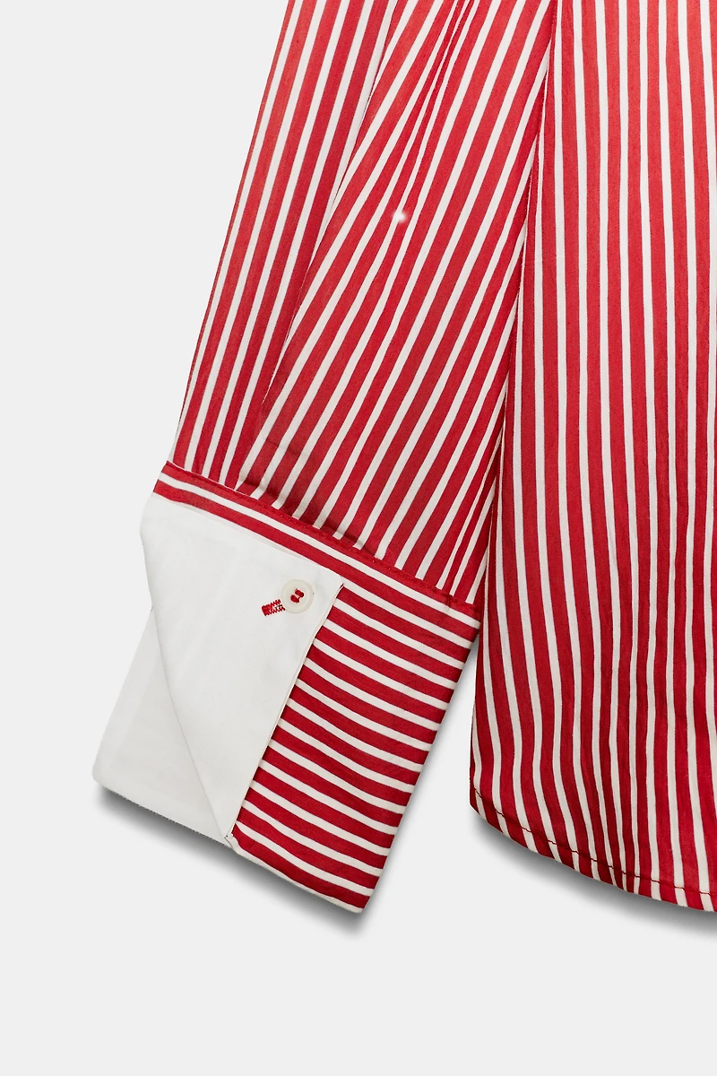 CONTRAST CUFF STRIPED SHIRT