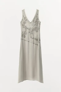 GEORGETTE DRESS WITH EMBROIDERY AND BEADING
