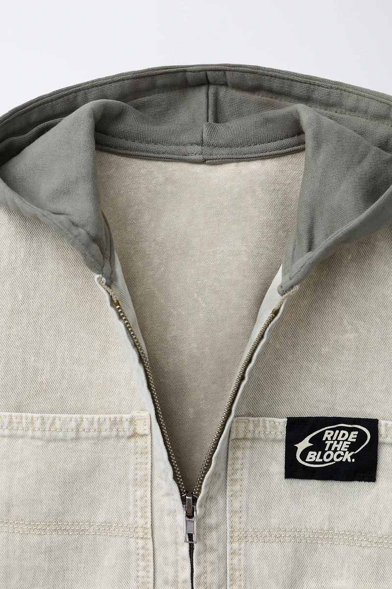 ACID WASH FELPA HOODIE OVERSHIRT