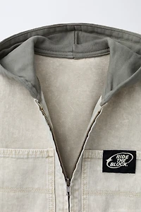 ACID WASH FELPA HOODIE OVERSHIRT